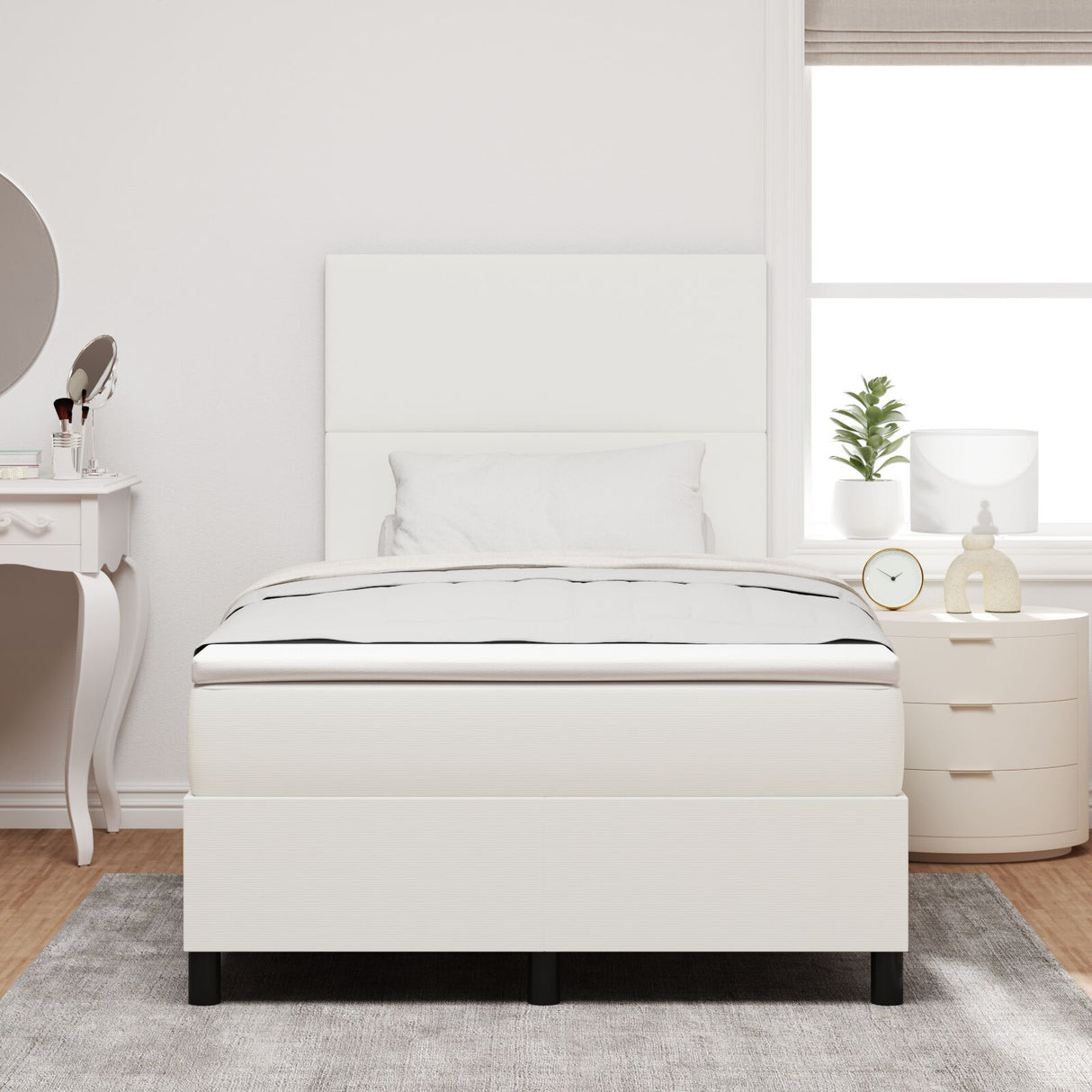 Boxspringbed met Matras Crème Kleine Dubbele Corduroy Stof