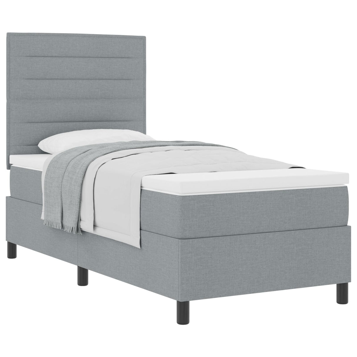 Boxspringbed met Matras Lichtgrijs 80x200 cm Stof