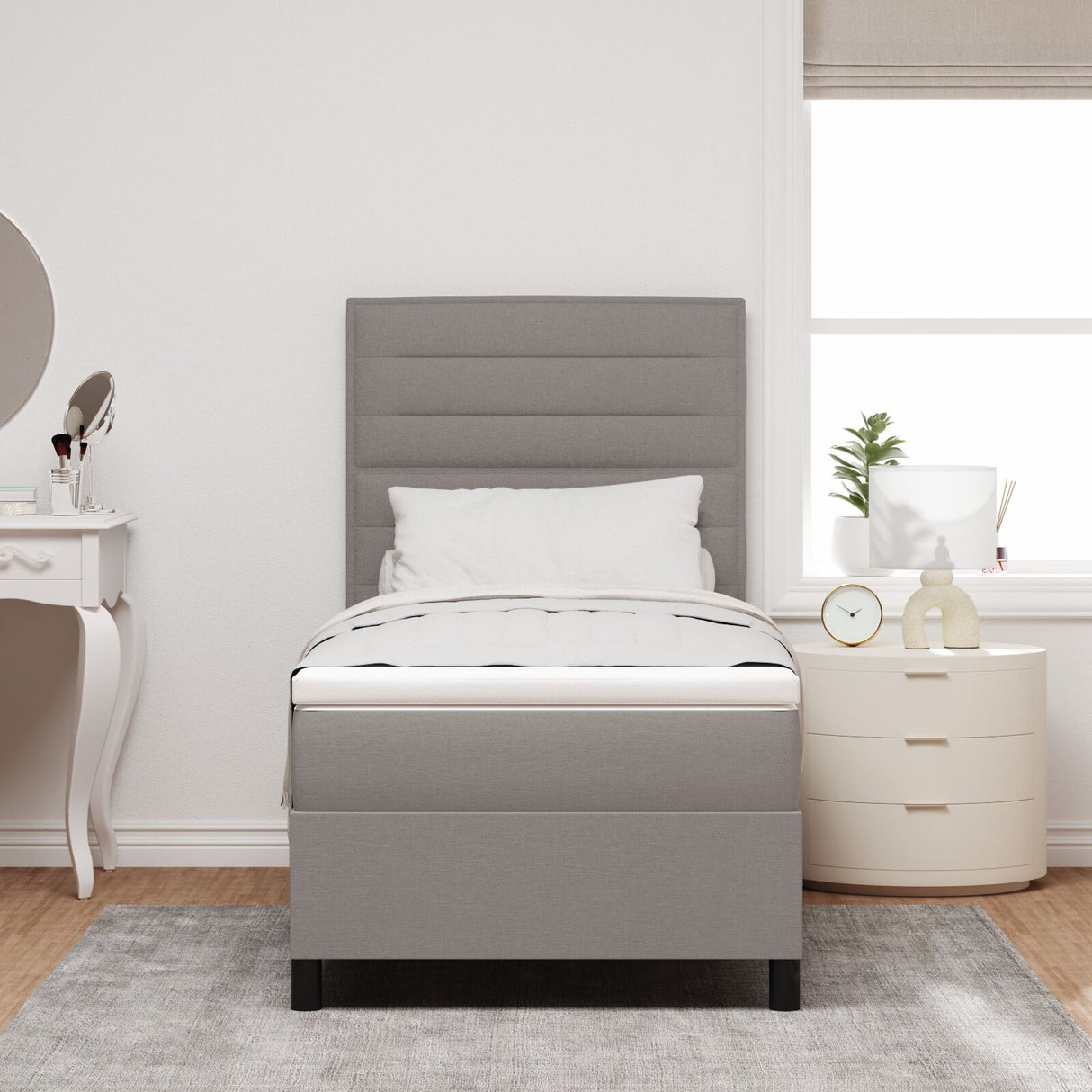 Boxspring Bed met Matras Taupe 80x200 cm Stof