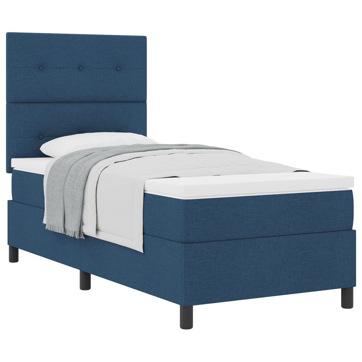 Boxspring Bed met Matras Blauw Eenpersoons Stof