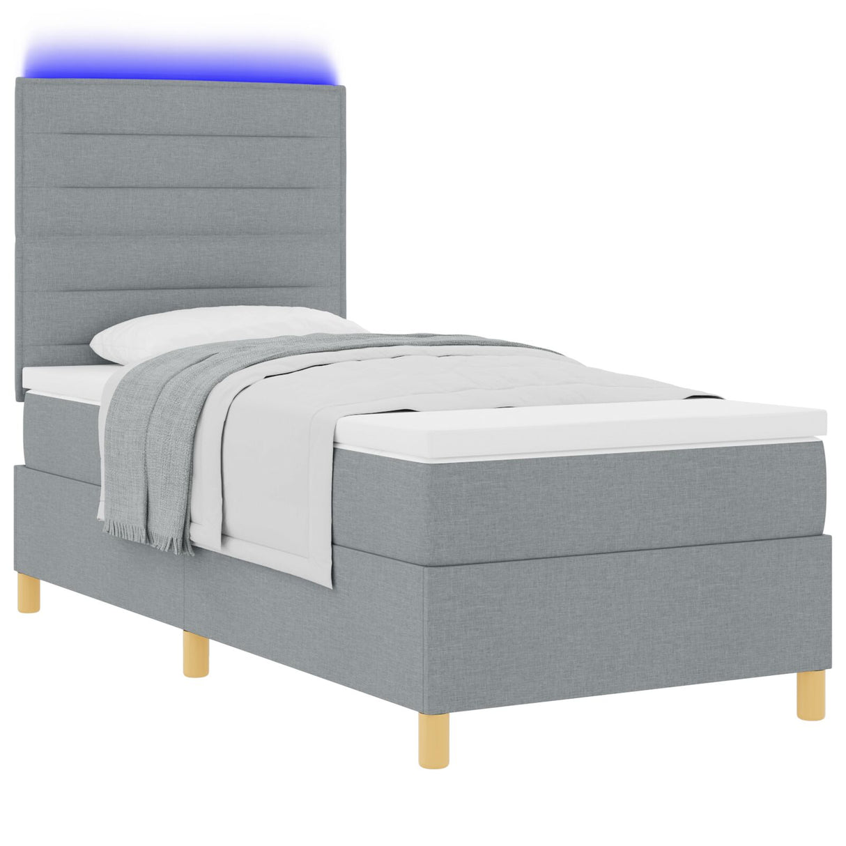 Boxspring Bed met Matras & LED Licht Grijs 90x190 cm Stof