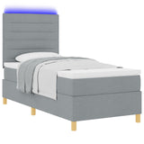 Boxspring Bed met Matras & LED Licht Grijs 90x190 cm Stof