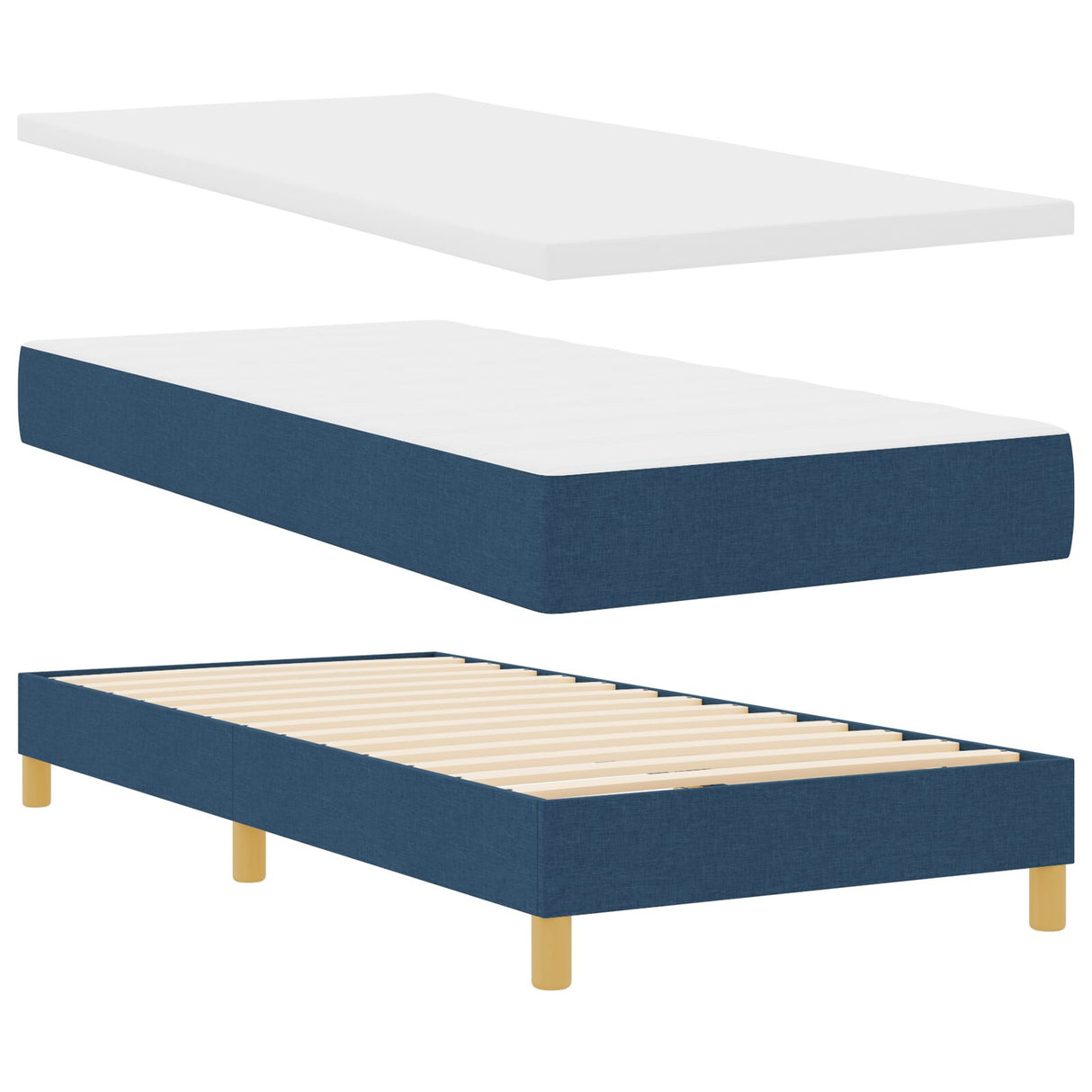 Boxspring Bed met Matras Blauw 80x200 cm Stof