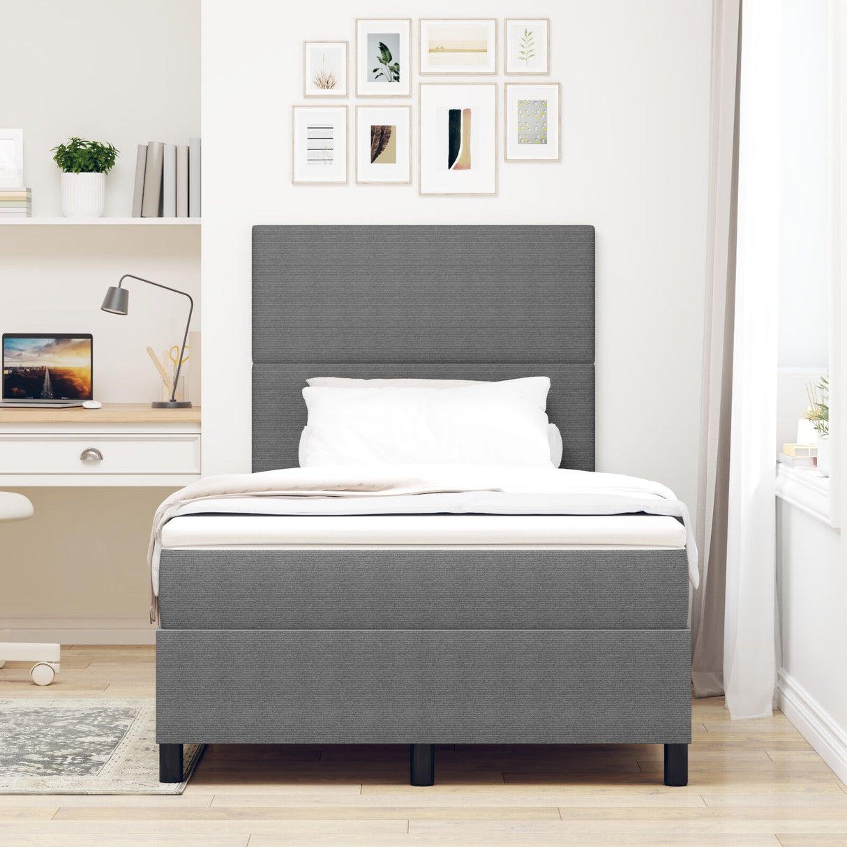 Boxspringbed met Matras Lichtgrijs Klein Tweepersoons Corduroy Stof
