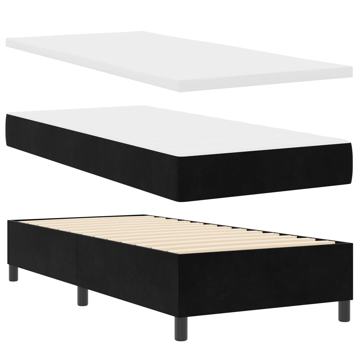 Boxspring Bed met Matras Zwart 80x200 cm Velvet