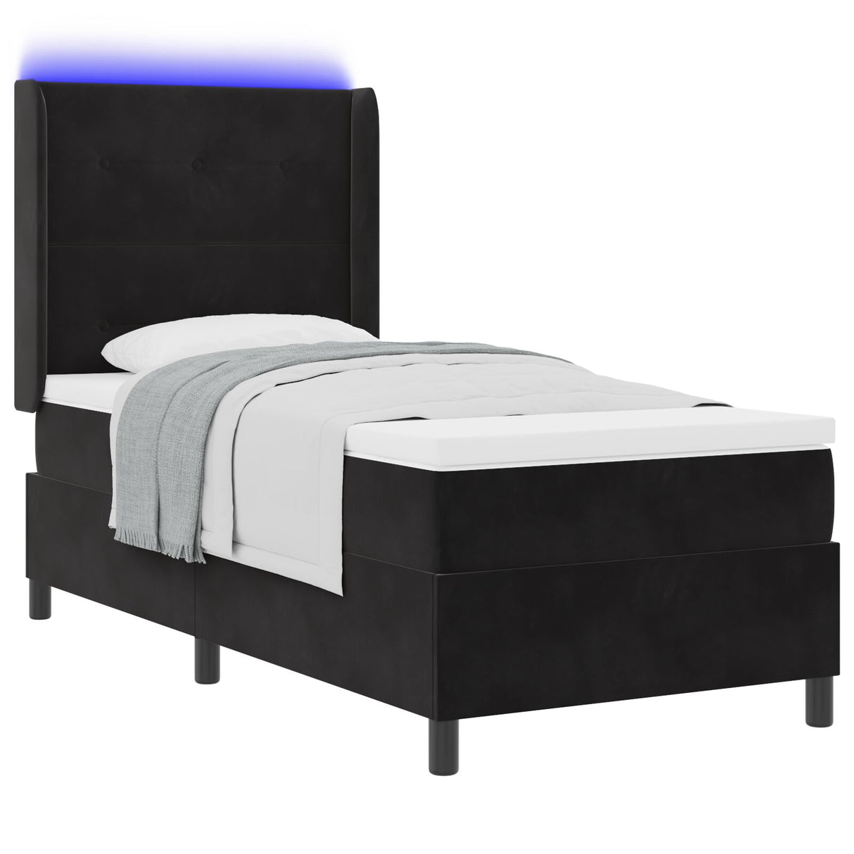 Boxspringbed met Matras & LED Zwart 80x200 cm Fluweel