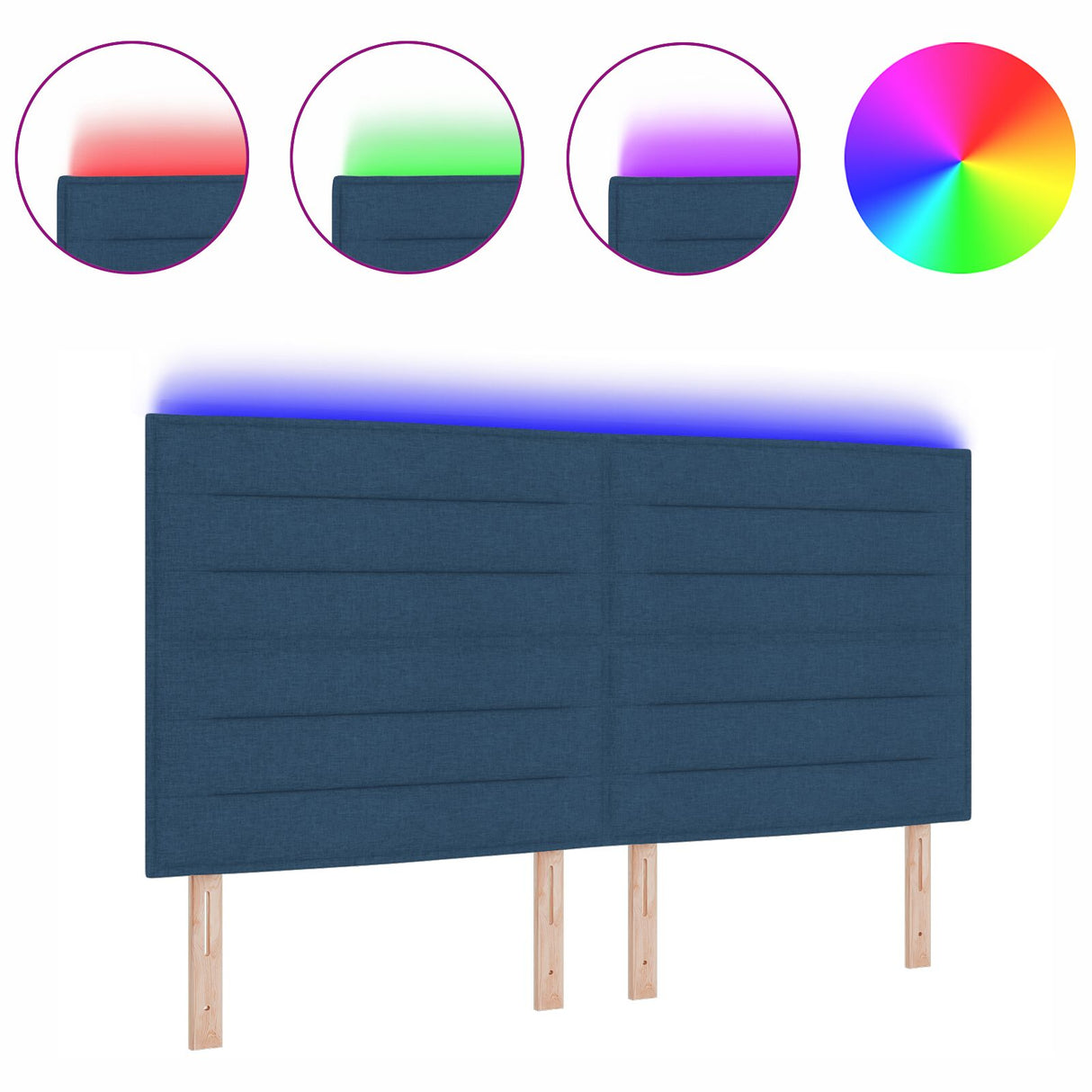 LED Hoofdbord Lijnen Ontwerp Blauw 90 cm Stof