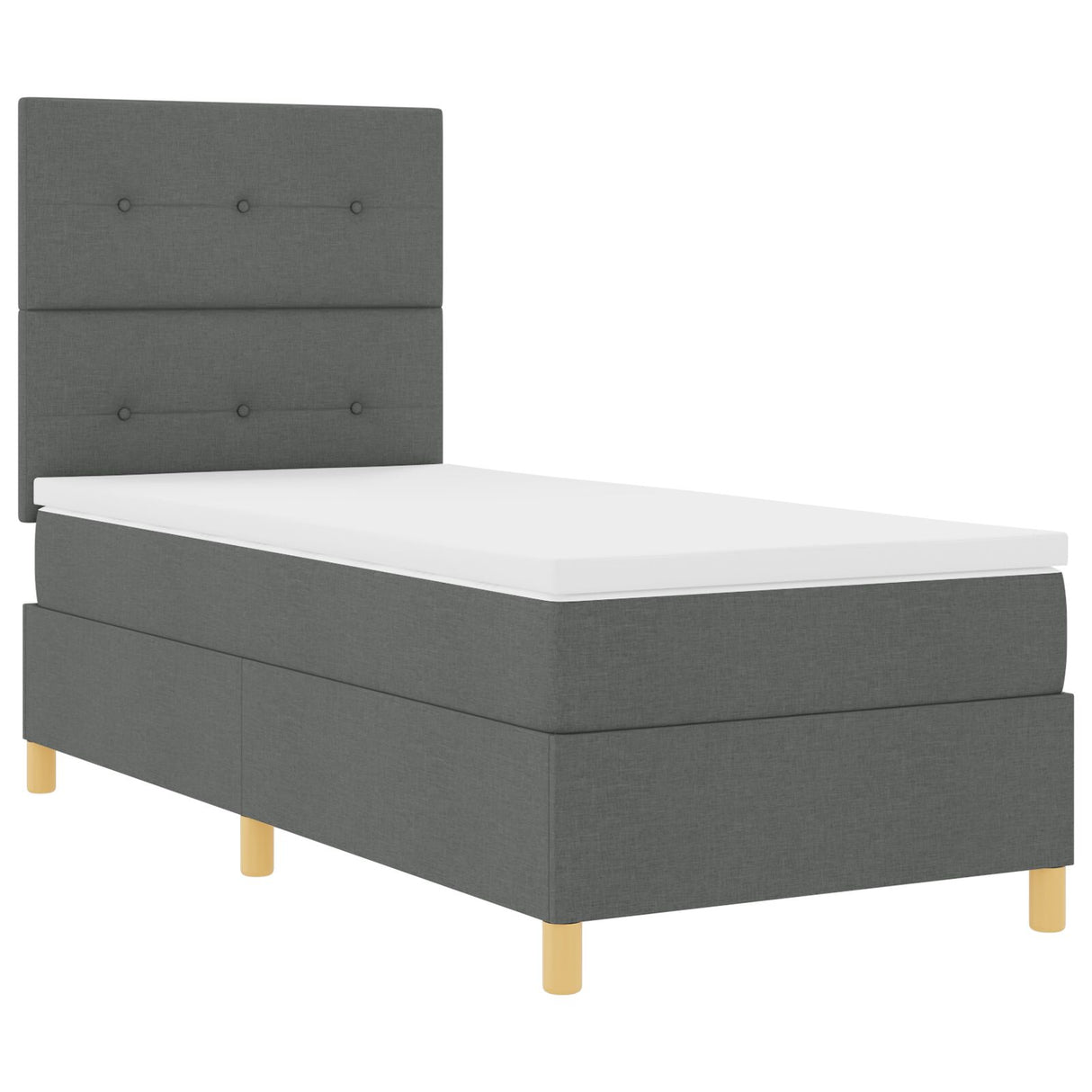 Boxspring Bed met Matras Donkergrijs Eenpersoons Stof