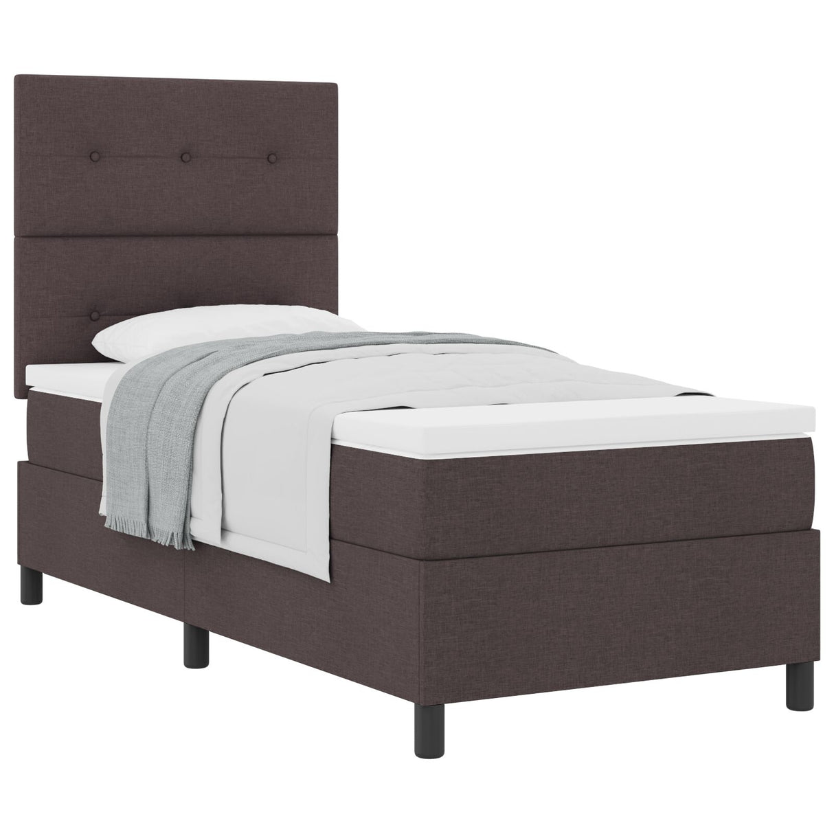 Boxspringbed met Matras Donkerbruin Eenpersoons Stof