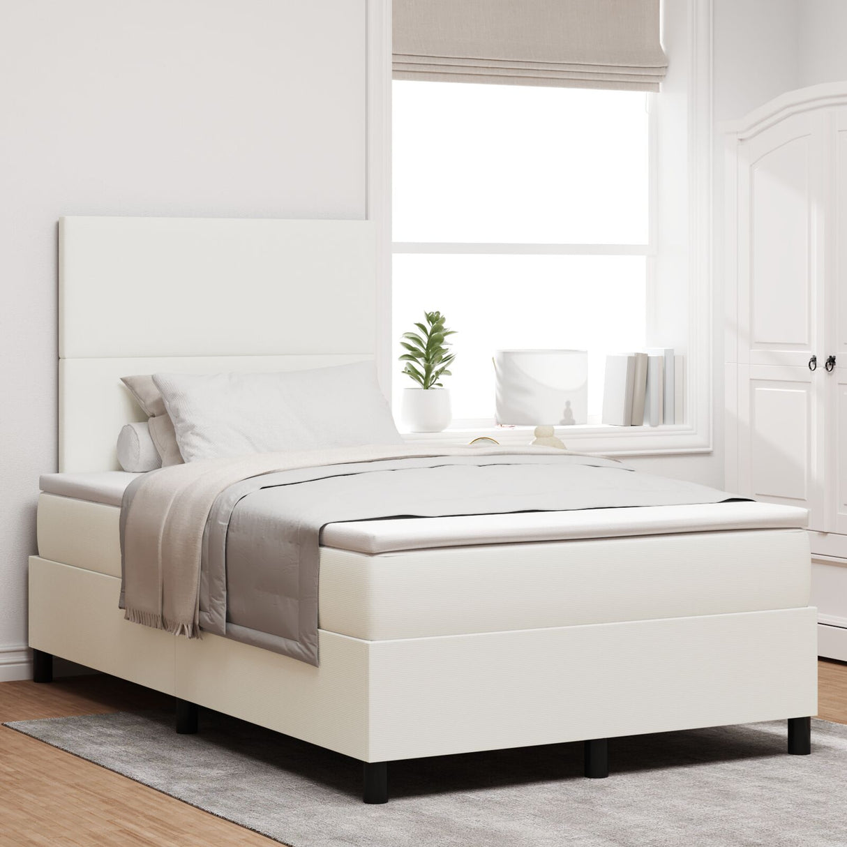 Boxspringbed met Matras Crème Kleine Dubbele Corduroy Stof