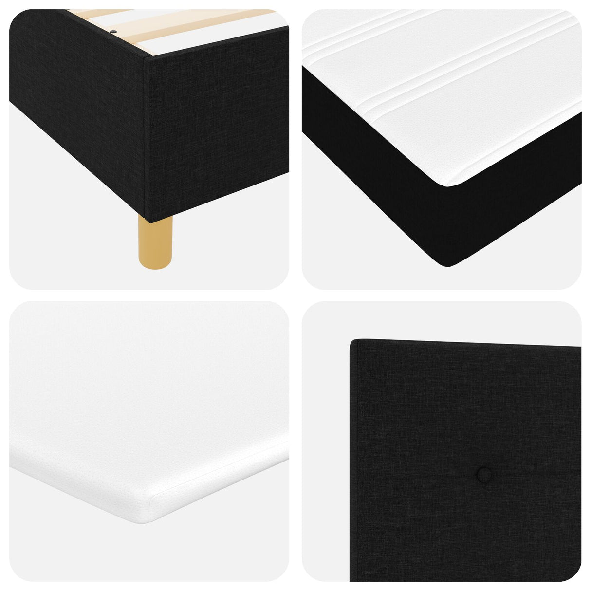 Bedframe met Matras Zwart Stof 90 x 190 cm Bedmatras