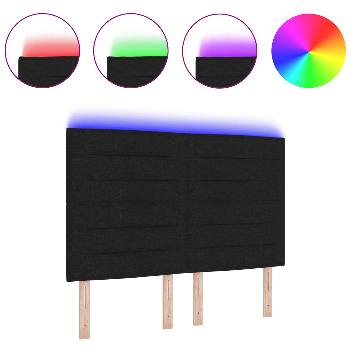 LED Hoofdbord Lijnen Ontwerp Zwart 80 cm Stof