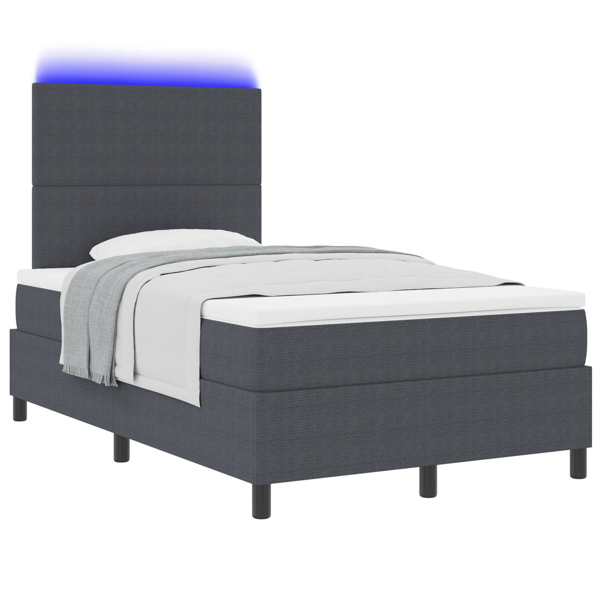 Boxspringbed met Matras & LED Donkergrijs Klein Tweepersoons Katoenen Stof