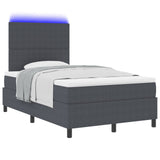 Boxspringbed met Matras & LED Donkergrijs Klein Tweepersoons Katoenen Stof