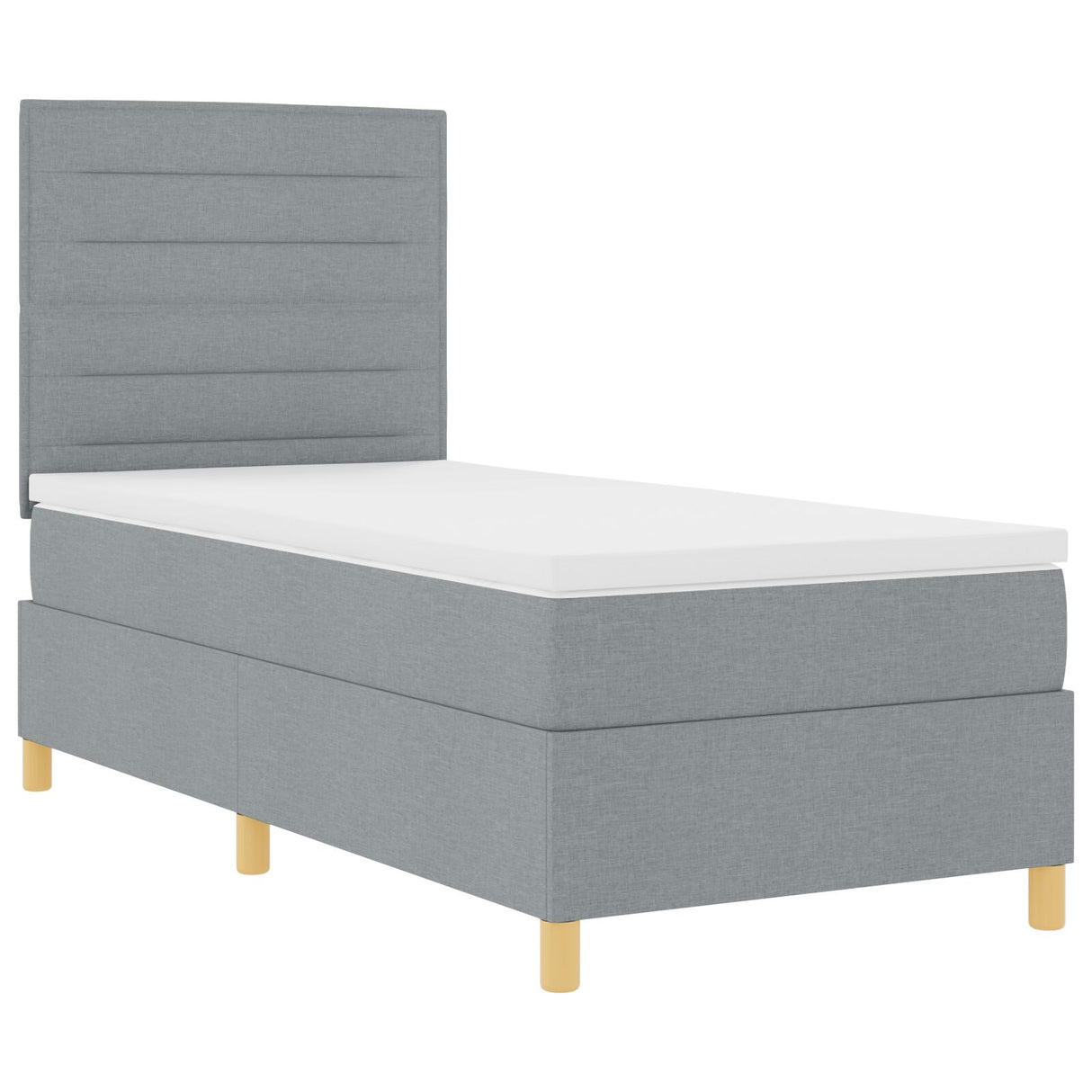 Boxspring Bed met Matras Lichtgrijs Eenpersoons Stof