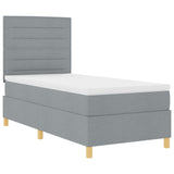Boxspring Bed met Matras Lichtgrijs Eenpersoons Stof