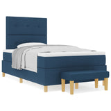 Boxspring Bed met Matras & Bank Blauw 120x190 cm Stof