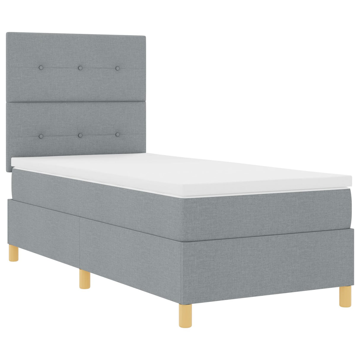 Boxspringbed met matras lichtgrijs eenpersoons stof