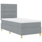Boxspringbed met matras lichtgrijs eenpersoons stof