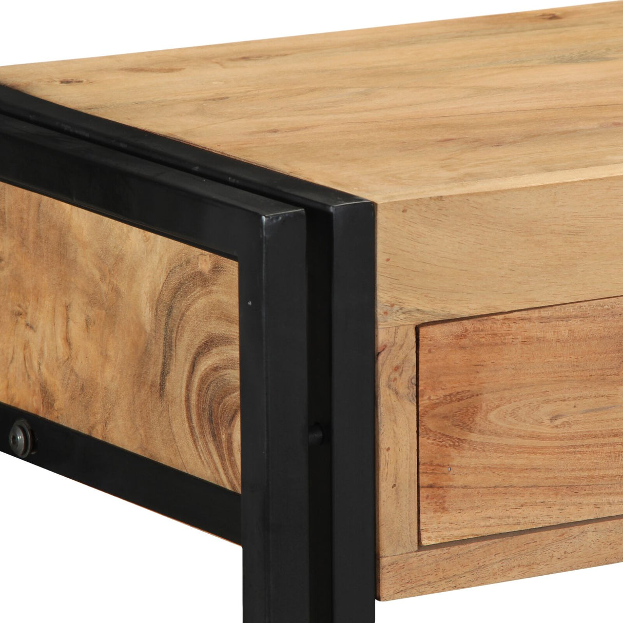 Consoletafel Zwart 90x33x75 cm Massief Acaciahout en Metaal