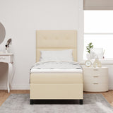 Boxspring Bed met Matras Crème Eenpersoons Stof