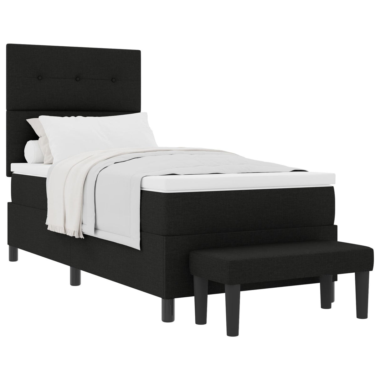 Boxspringbed met Matras & Bank Zwart 90x190 cm Stof