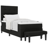 Boxspringbed met Matras & Bank Zwart 90x190 cm Stof