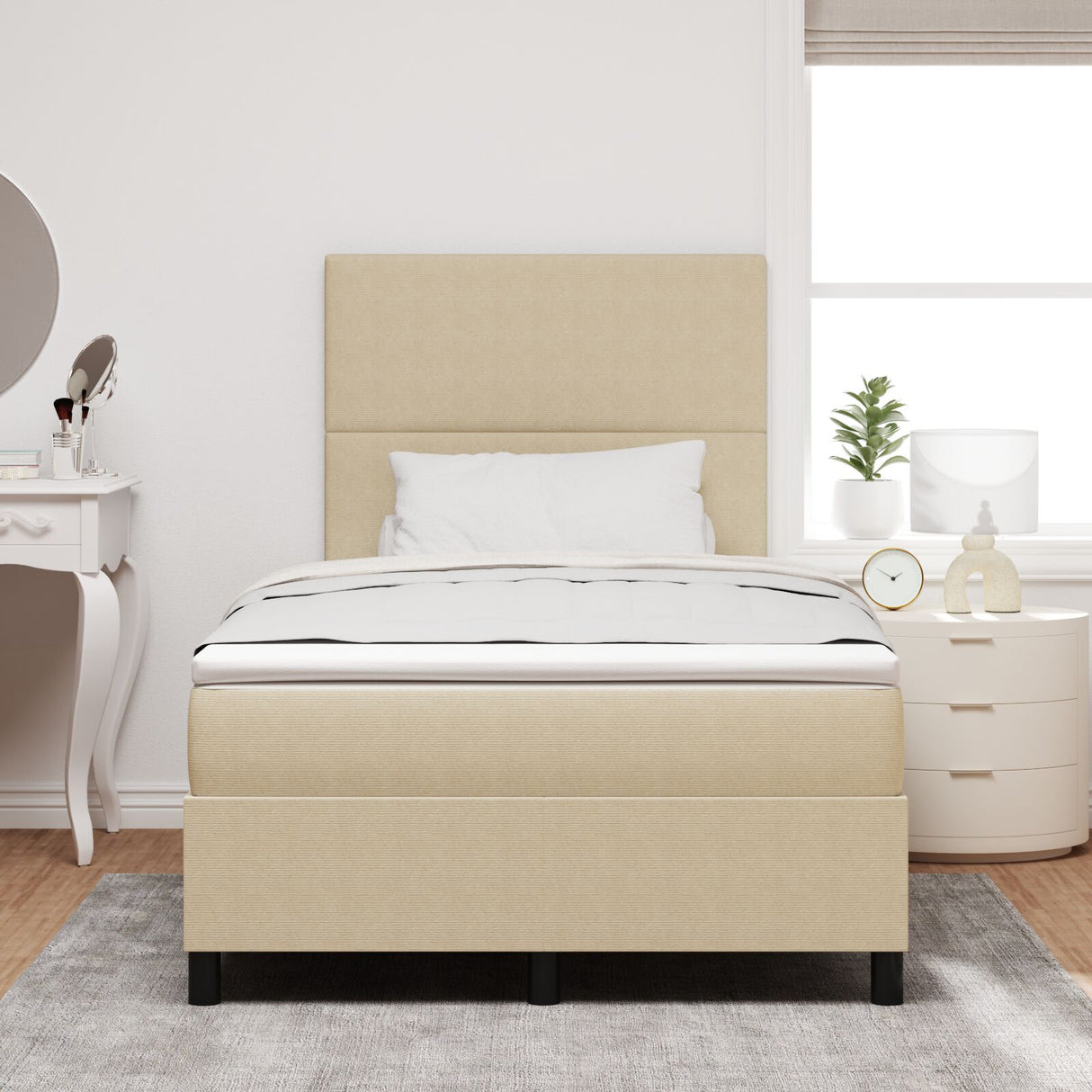 Boxspringbed met Matras Lichtgroen Grijs Klein Dubbel Corduroy Stof