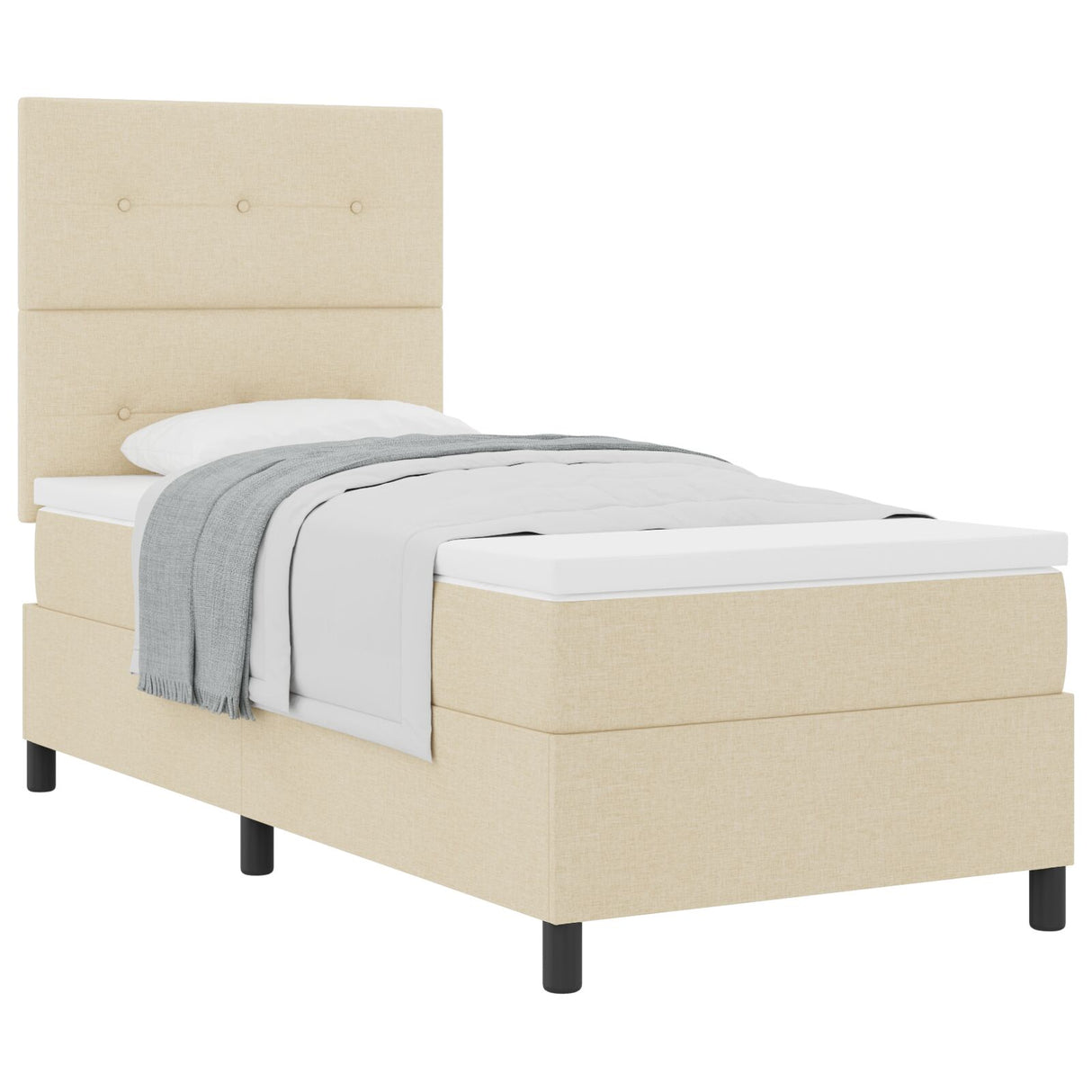Boxspring Bed met Matras Crème Eenpersoons Stof