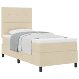 Boxspring Bed met Matras Crème Eenpersoons Stof