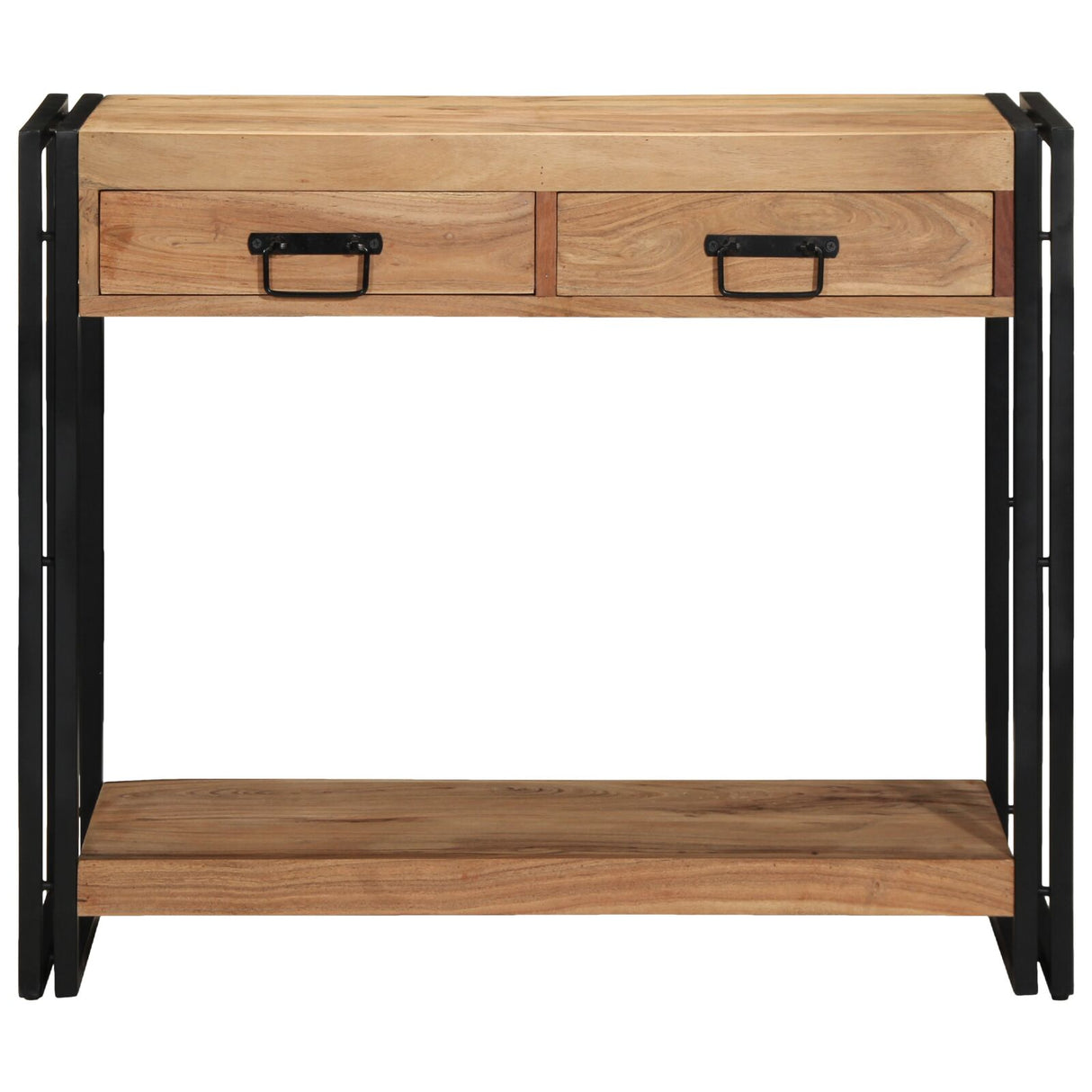 Consoletafel Zwart 90x33x75 cm Massief Acaciahout en Metaal