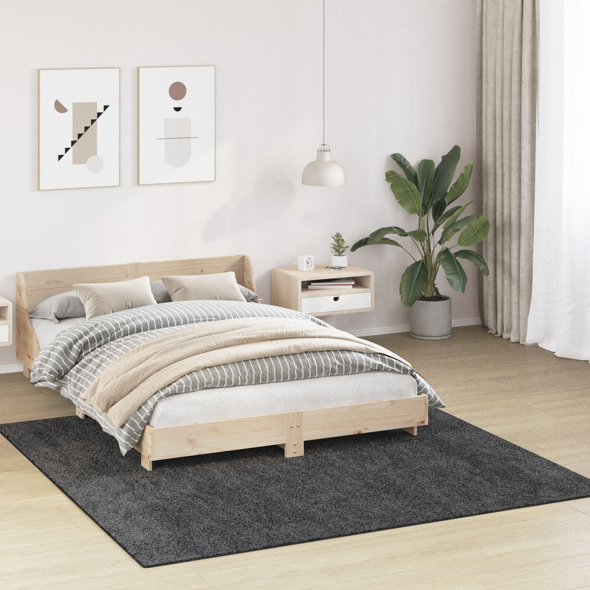 Shaggy Vloerkleed met Latex Achterkant Donkergrijs 200x200 cm