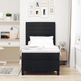 Boxspring Bed met Matras Zwart eenpersoons Stof