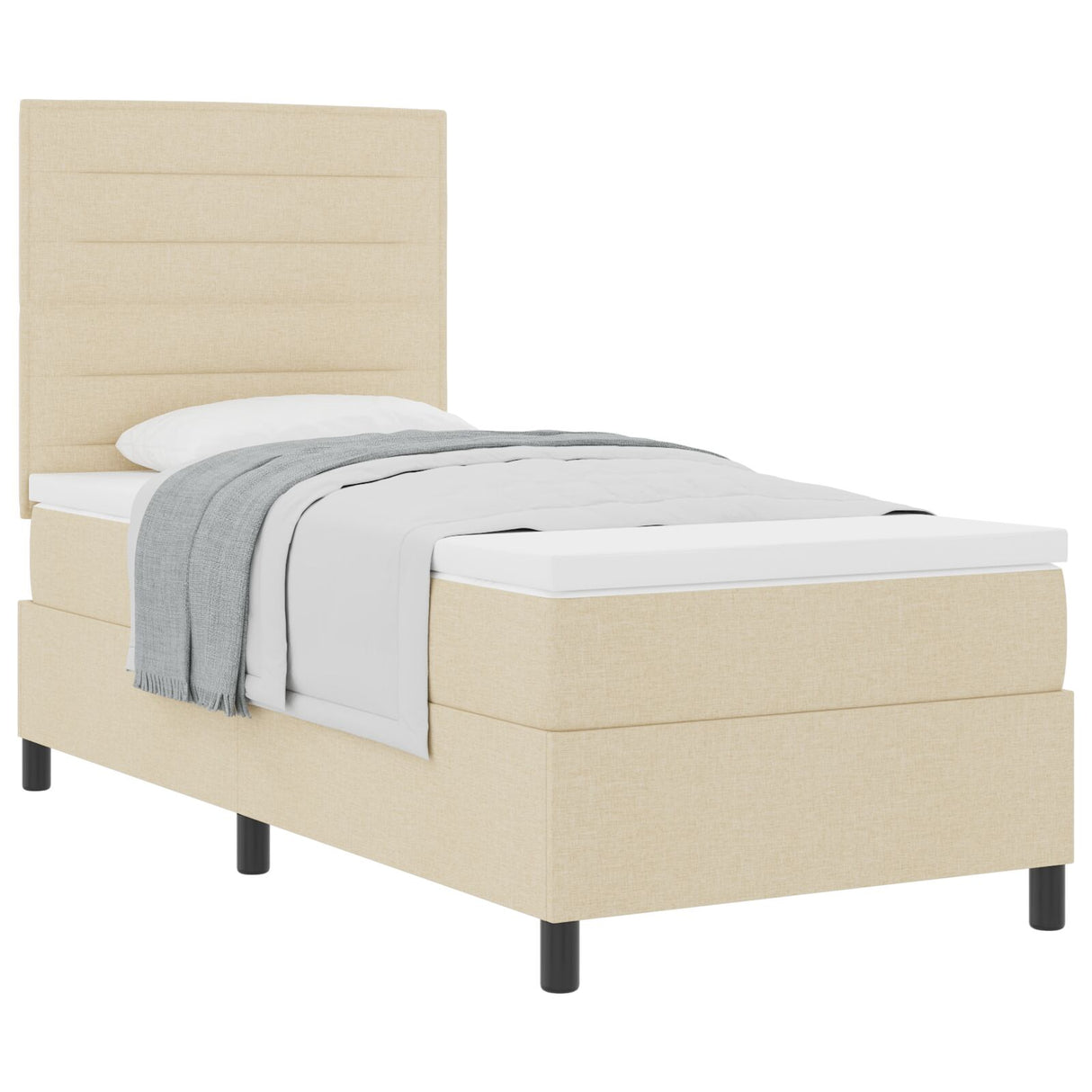 Boxspringbed met Matras Crème Eenpersoons Stof