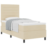Boxspringbed met Matras Crème Eenpersoons Stof