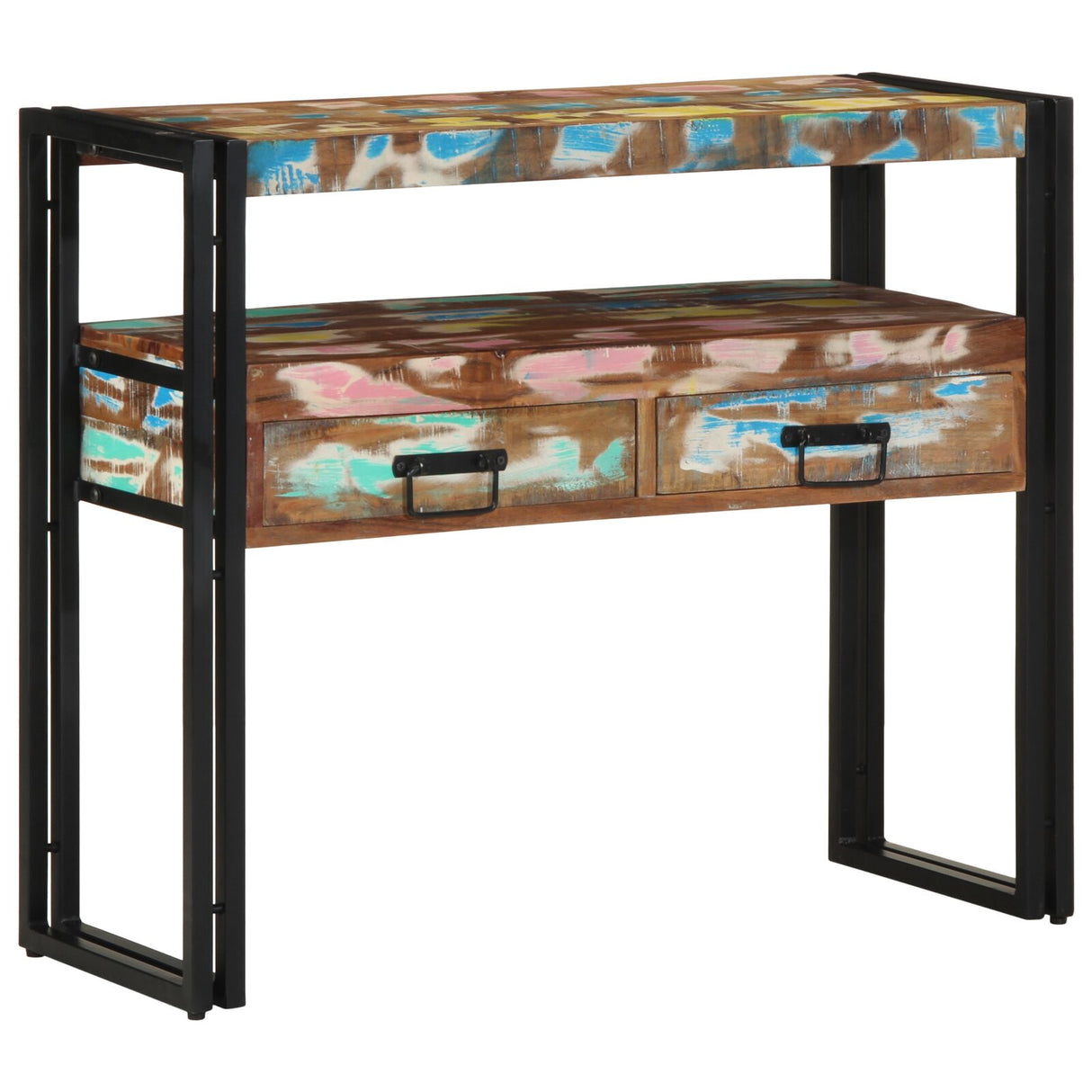Bijzettafels Meerkleurig 90x33x75 cm Massief Gerecycled Hout & Metaal