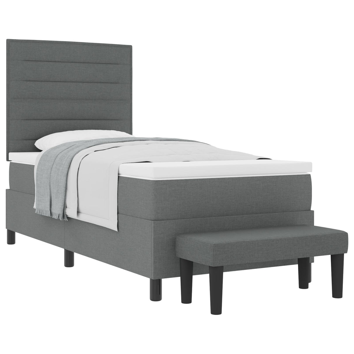 Boxspring Bed met Matras & Bank Donkergrijs 80x200 cm Stof