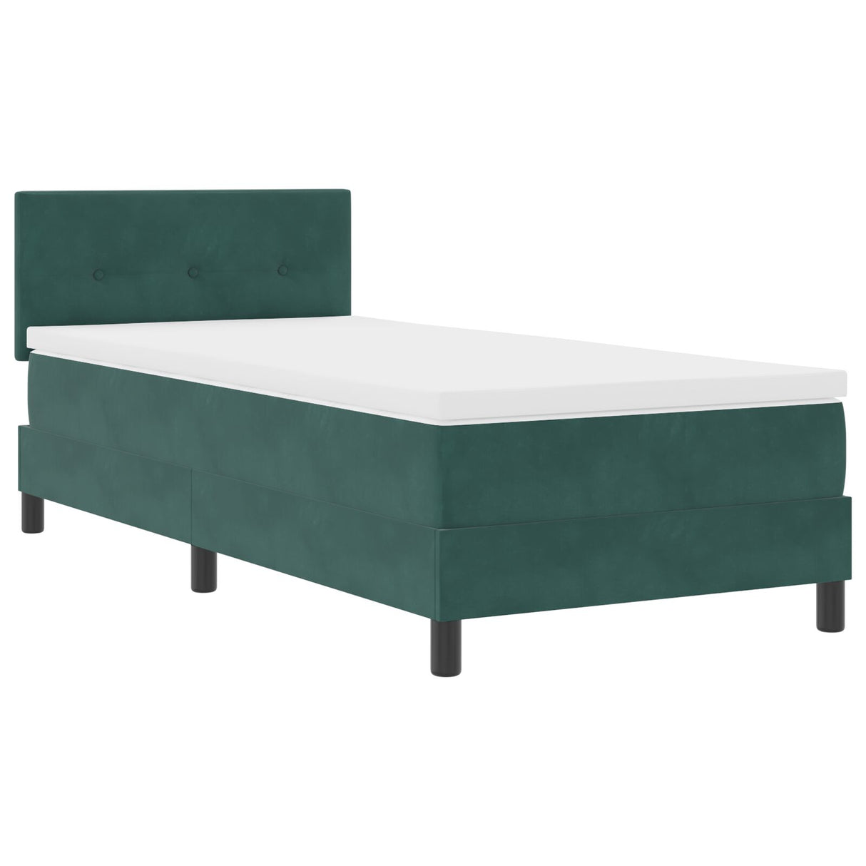 Boxspring Bed met Matras Donkergroen Eenpersoons Fluweel
