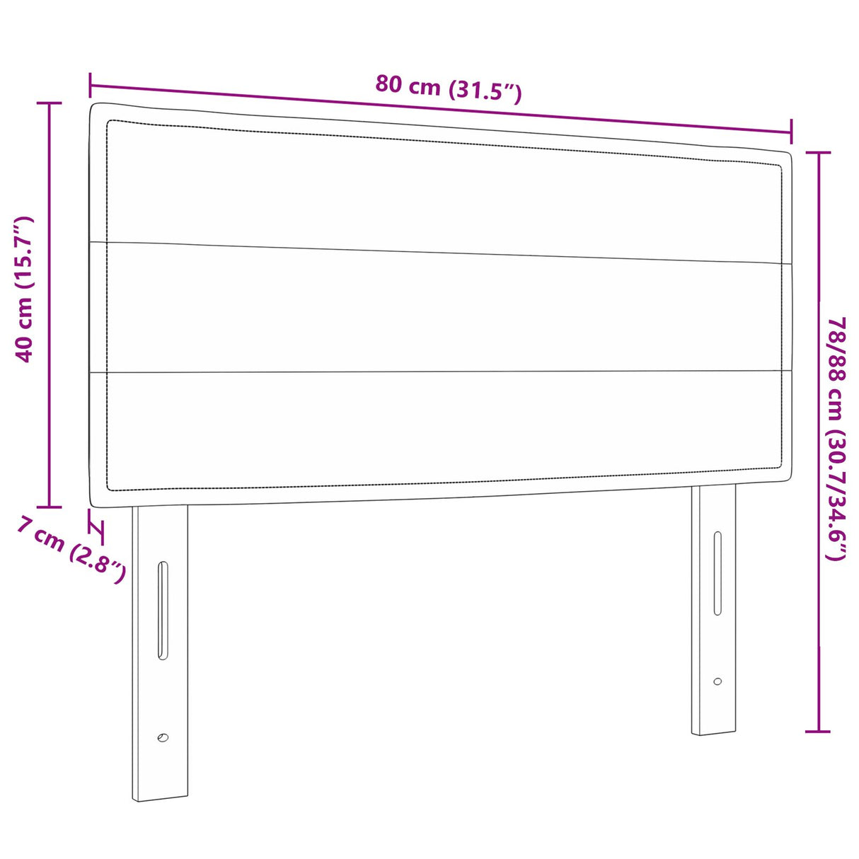 LED Hoofdbord Lijnen Ontwerp Donker Bruin 80 cm Stof