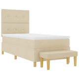 Boxspringbed met Matras & Bank Crème 90x190 cm Stof
