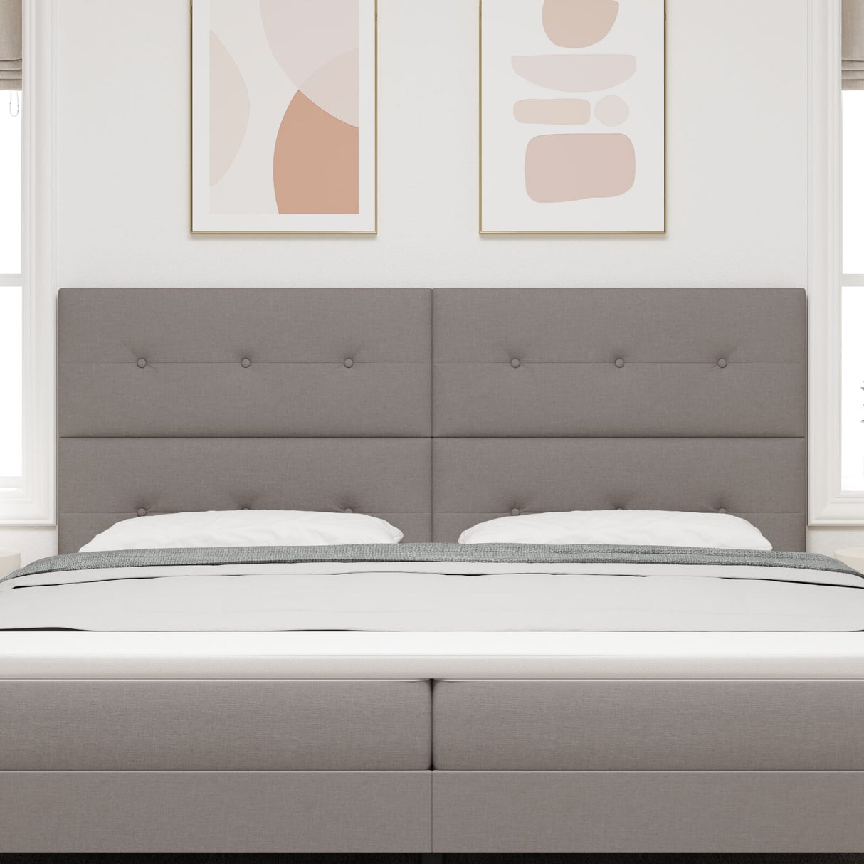Hoofdbord Knop-Gestoffeerd Taupe 200 cm Stof