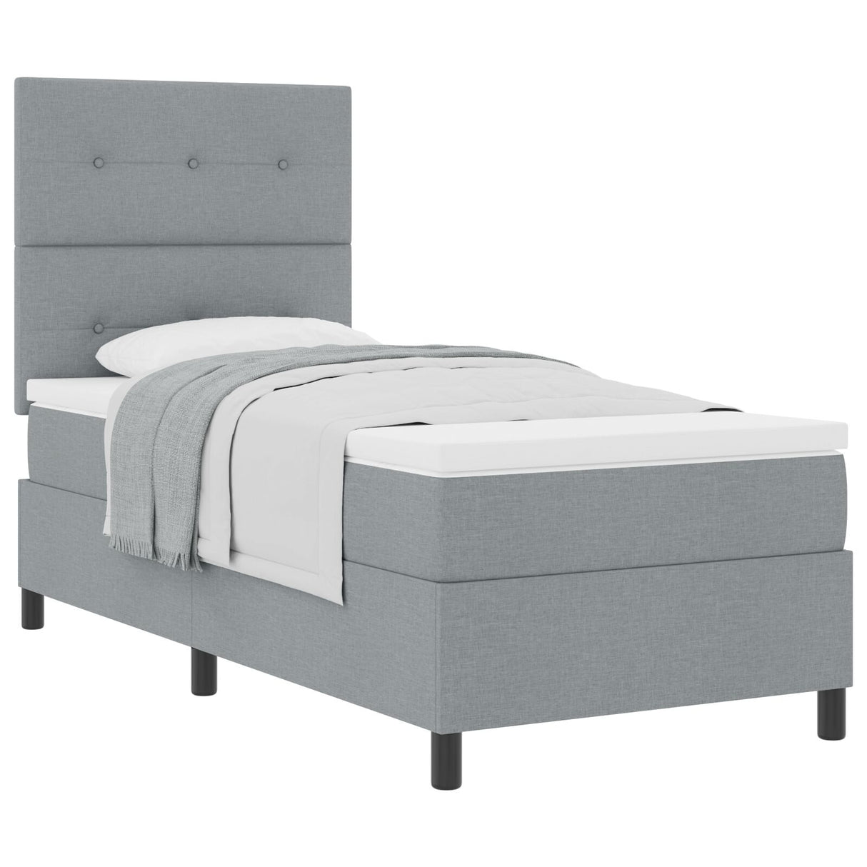 Boxspring Bed met Matras Lichtgrijs Eenpersoons Stof