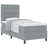 Boxspring Bed met Matras Lichtgrijs Eenpersoons Stof