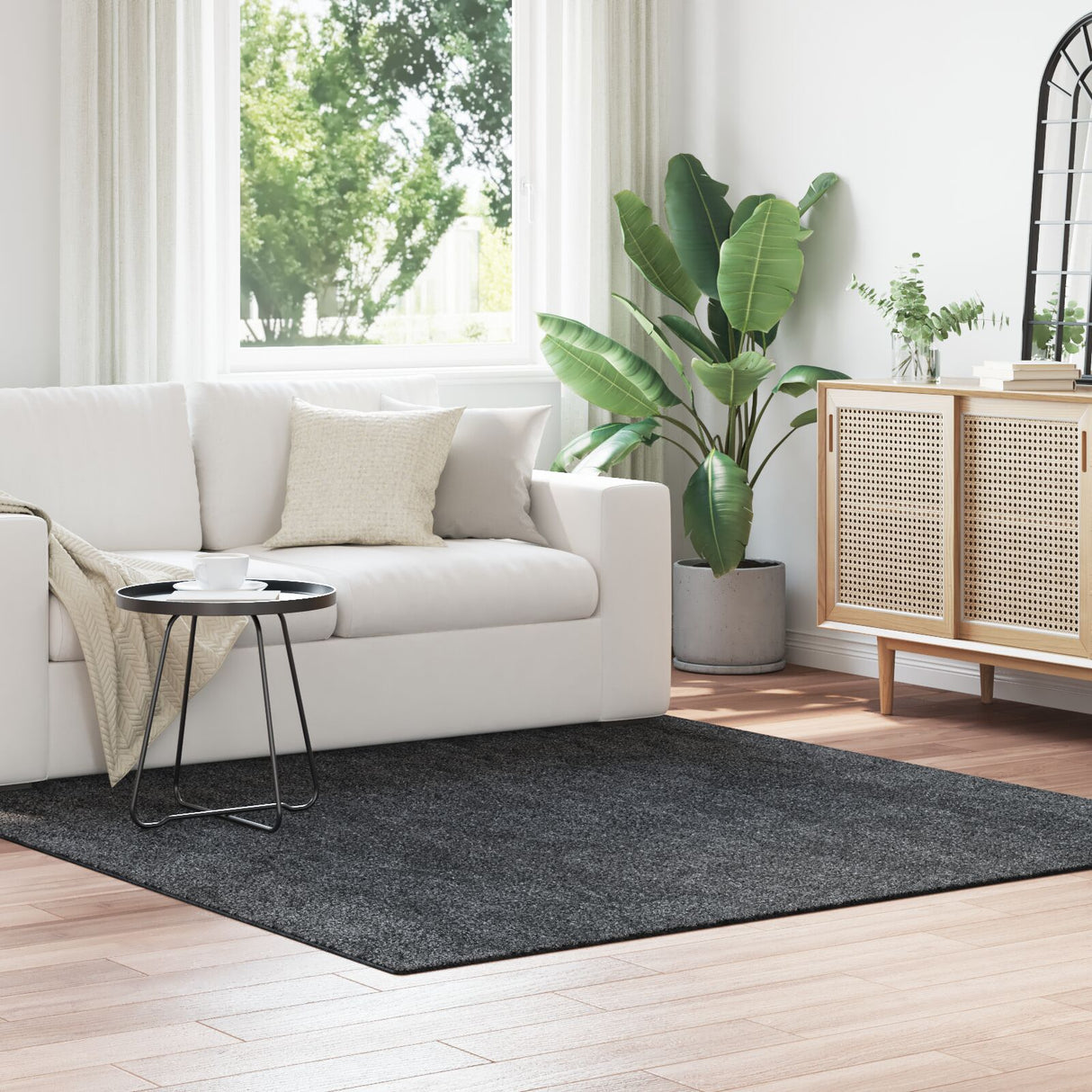Shaggy Vloerkleed met Latex Achterkant Donkergrijs 200x200 cm