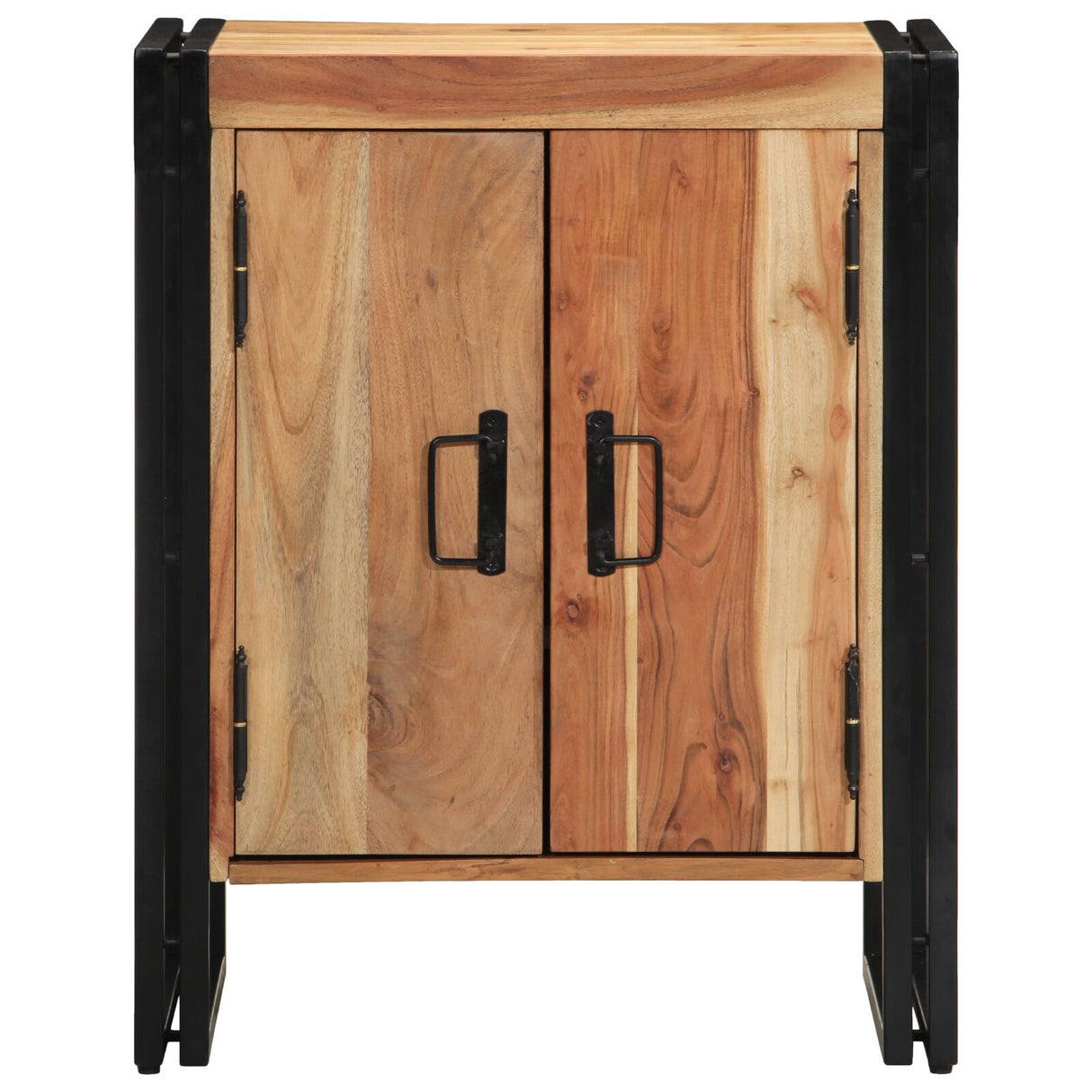 Schoenenkast Zwart 30x30x40 cm Massief Acaciahout en Staal