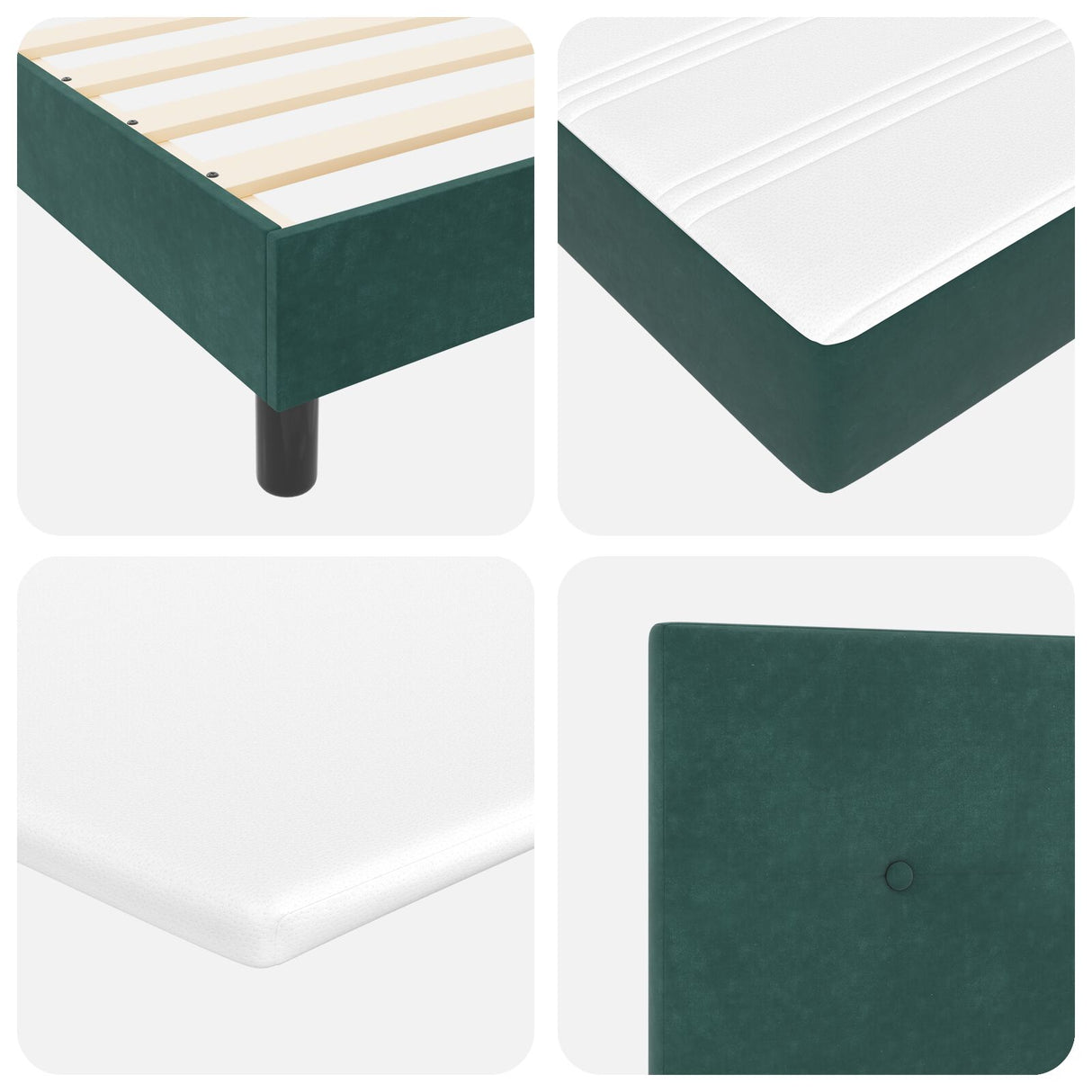 Boxspring Bed met Matras Donkergroen Eenpersoons Fluweel
