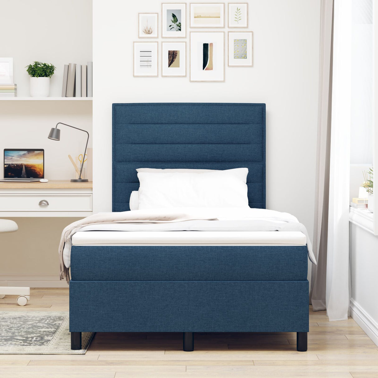 Boxspringbed met matras & LED blauw 120x190 cm Stof