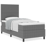 Box Spring Bed met Matras Licht Grijs Eenpersoons Ribstof