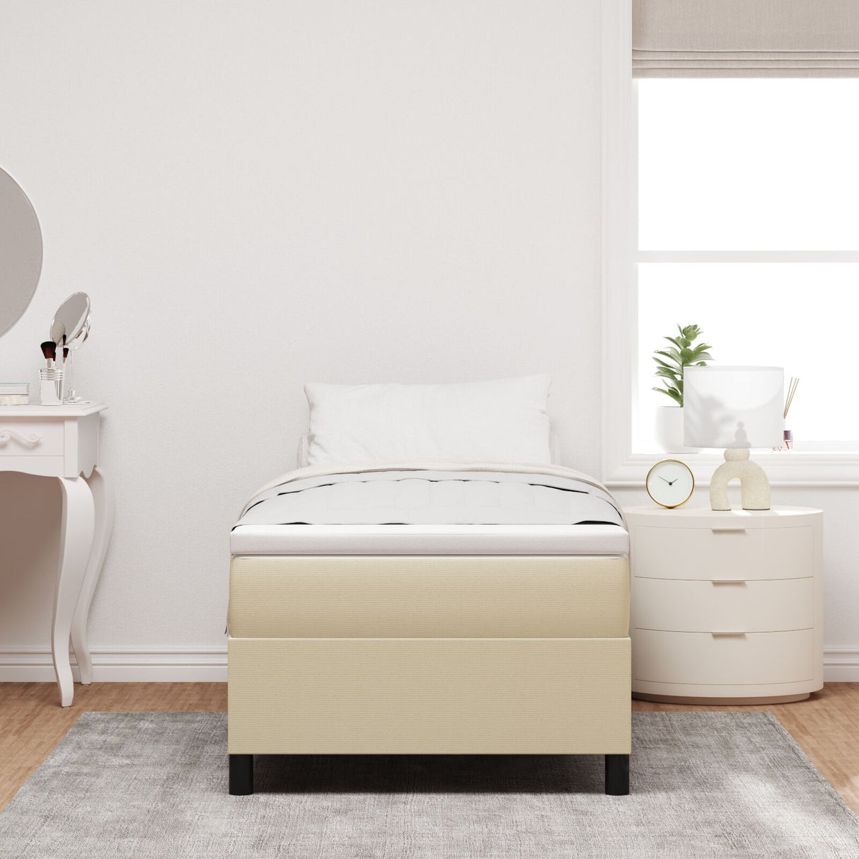 Boxspringbed met Matras Lichtgroen Grijs 80x200 cm Linnen Stof