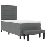 Boxspring Bed met Matras & Bank Donkergrijs 80x200 cm Stof